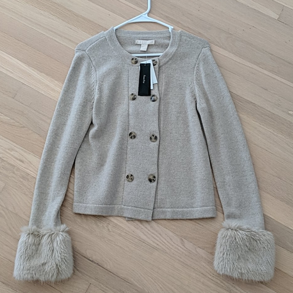 Banana Republic Faux Fur Cardigan